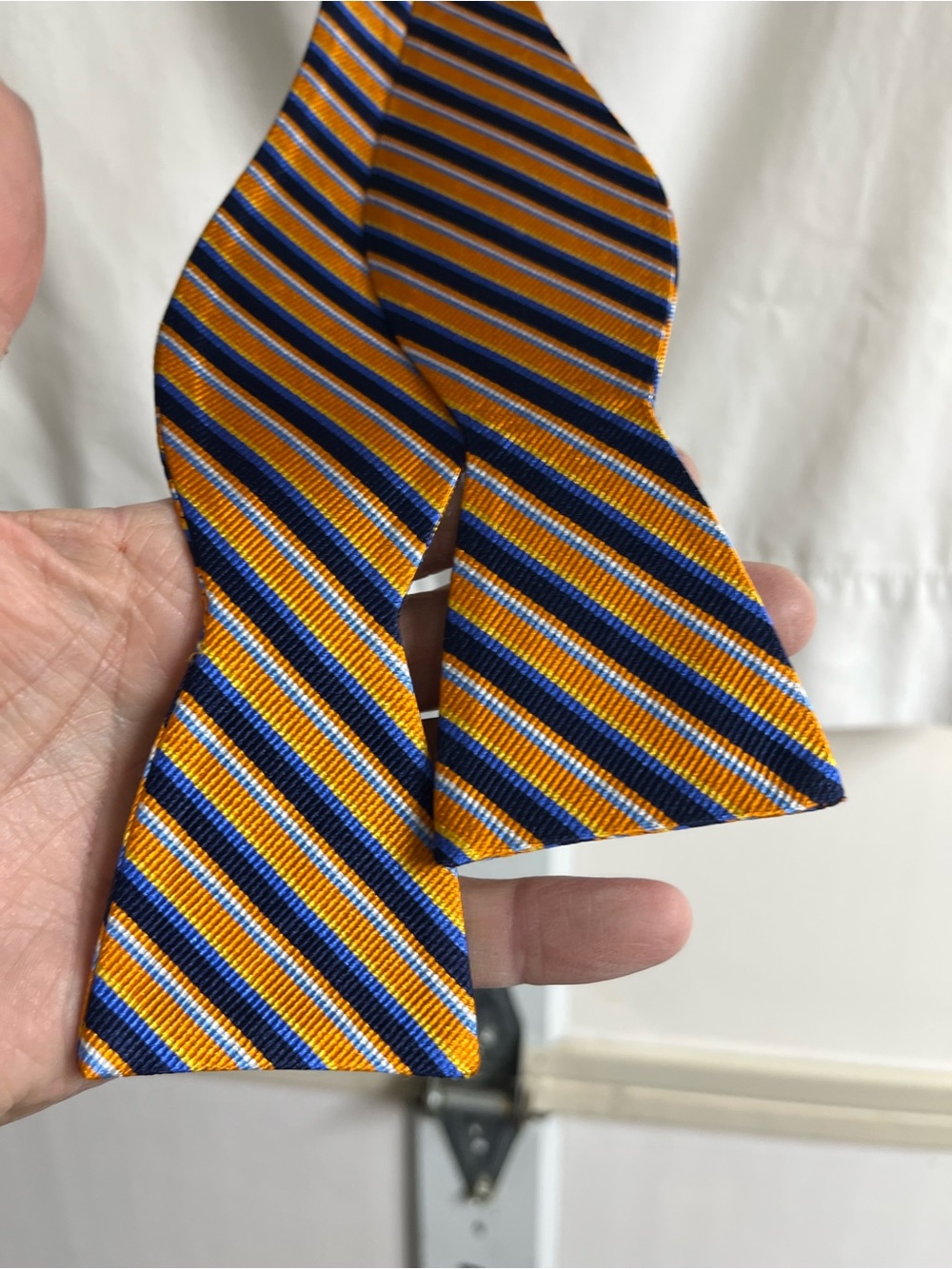 Bow Tie Black, Orange and Blue Striped Bow Tie